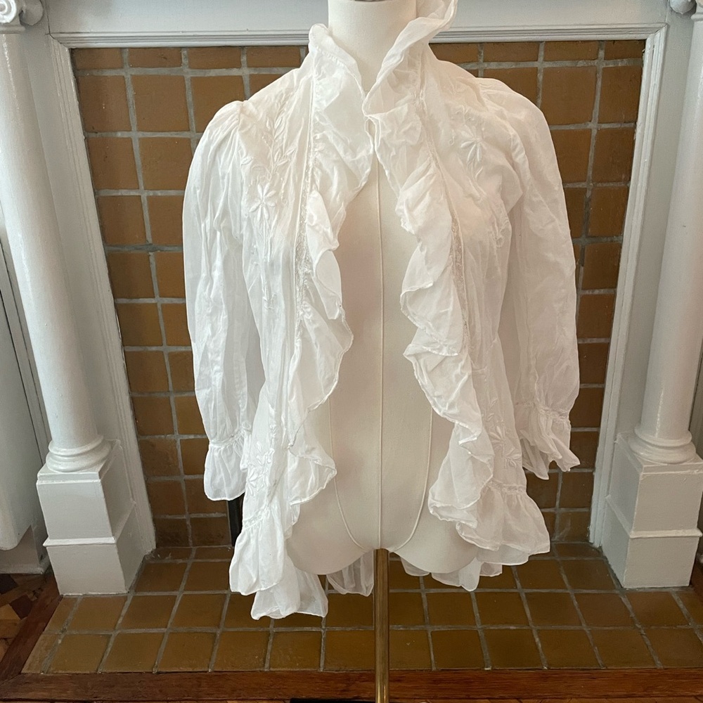 Rugby Ralph Lauren White Victorian Ruffled Bed or Beach Jacket